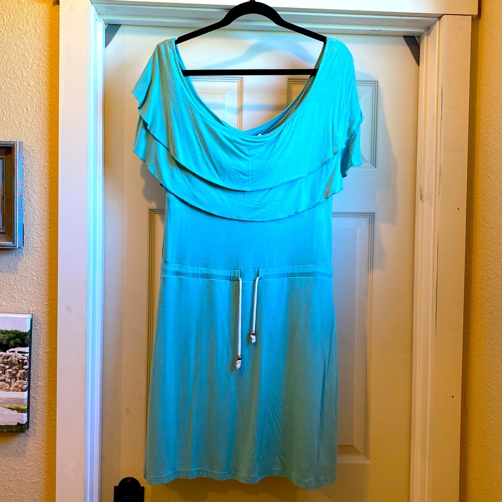 Vfish Aqua Casual Tiered Ruffle Boat Neck Dress